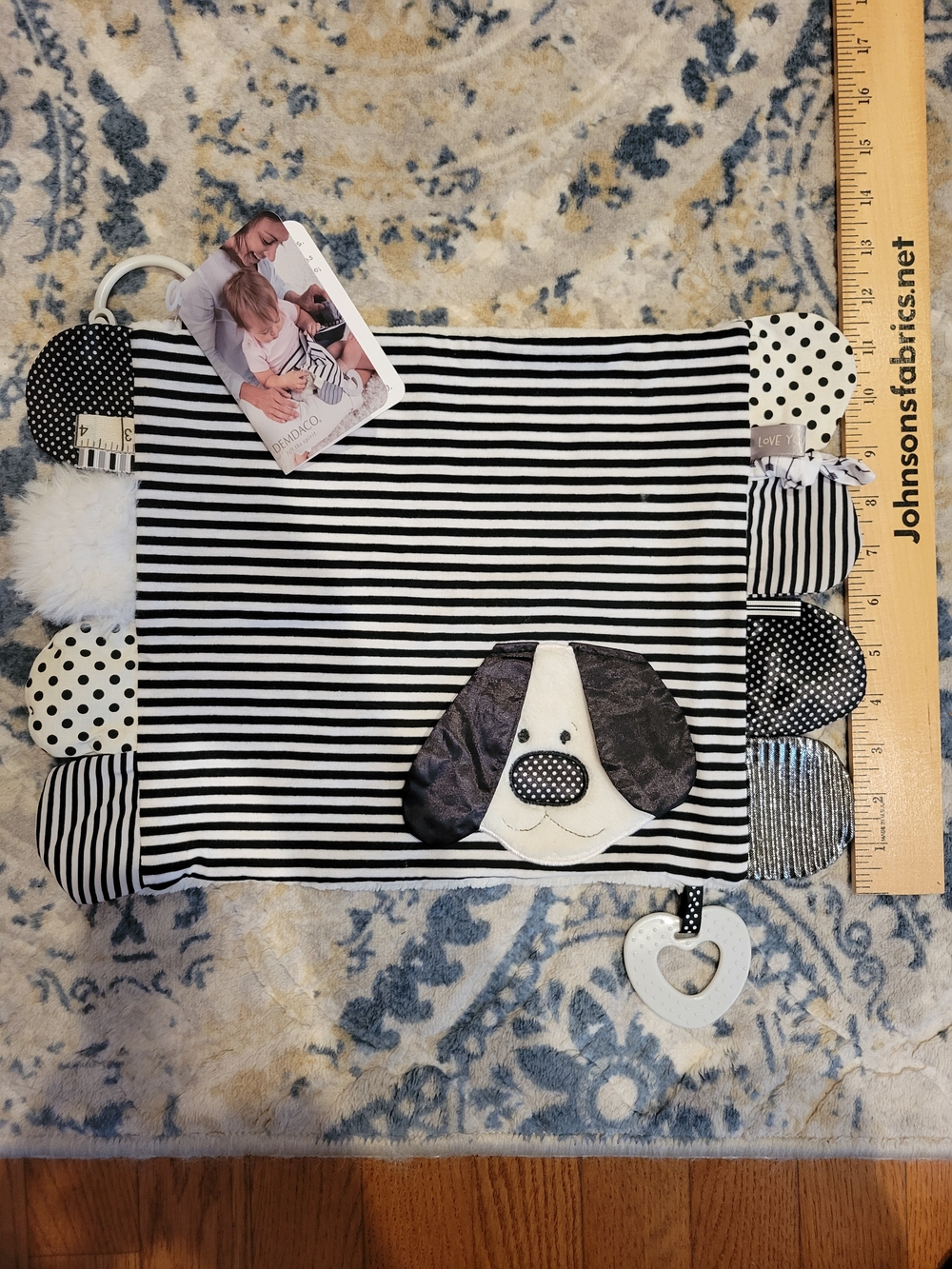 NWT Black & White Striped Puppy Activity Blankie